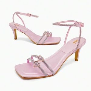 MOD Women Rhinestone Decor Stiletto Heeled Ankle Glamorous Party Heeled Sandals